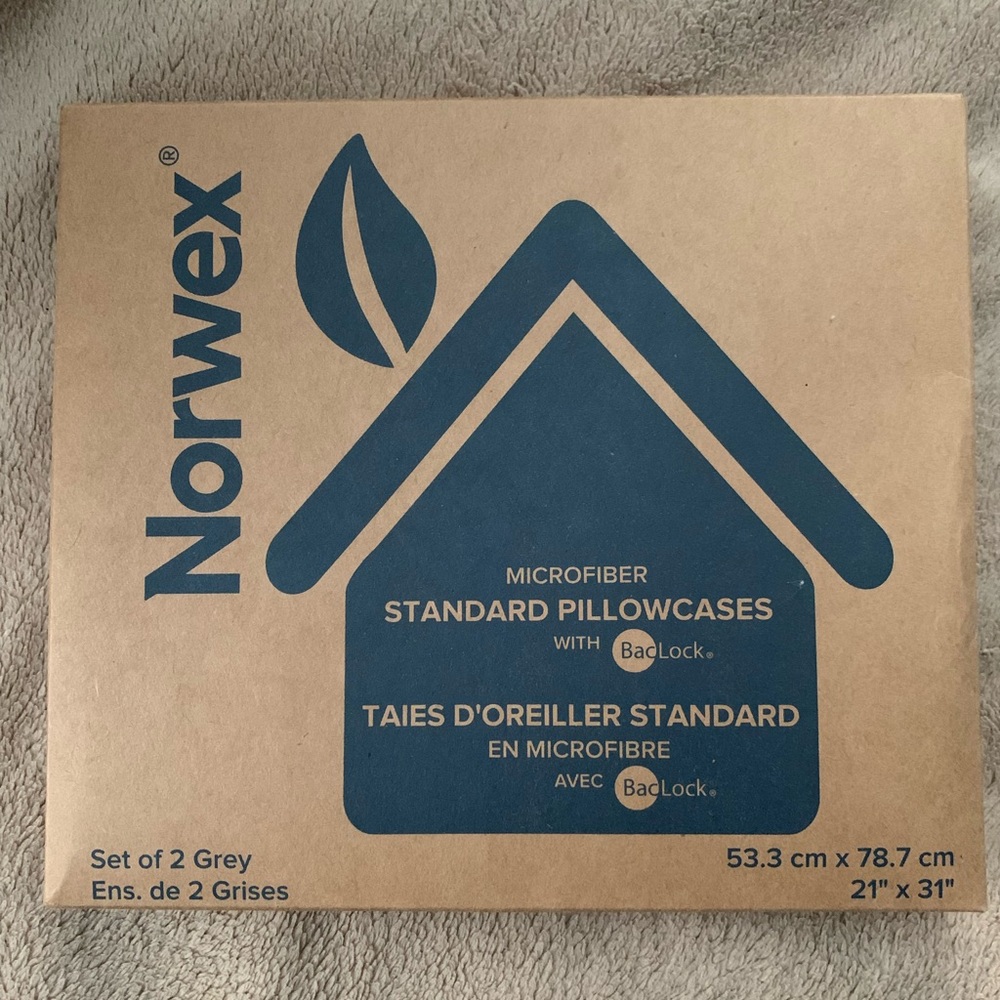 Norwex Gray Microfiber Pillowcases with BagLock
